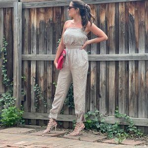 MISHA - strapless jumpsuit. Gold. Size 4